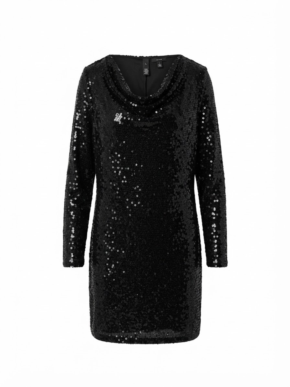 MICHAEL Michael Kors Black Sequin Mini Dress with Cowl Neck